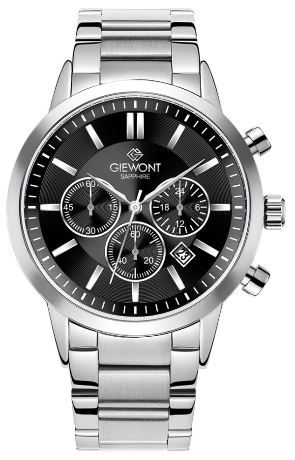 Zegarek Męski Giewont Chronograph Sapphire Srebrno Czarny GW8510-B1