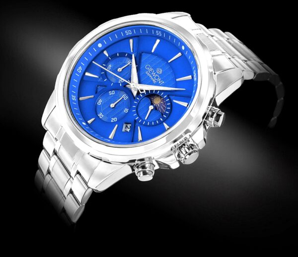Zegarek Męski Giewont Chronograph Sapphire Srebrno Niebieski GW9460-B3