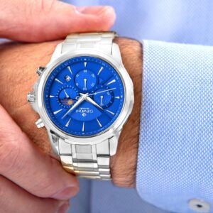 Zegarek Męski Giewont Chronograph Sapphire Srebrno Niebieski GW9460-B3