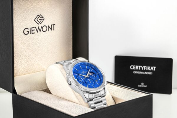 Zegarek Męski Giewont Chronograph Sapphire Srebrno Niebieski GW9460-B3